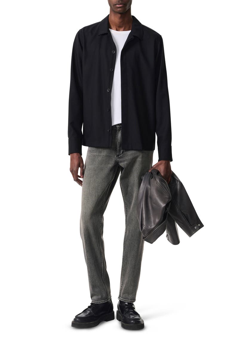 Hyde Wool Blend Piqué Button-Up Shirt Jacket, Alternate, color, BLACK