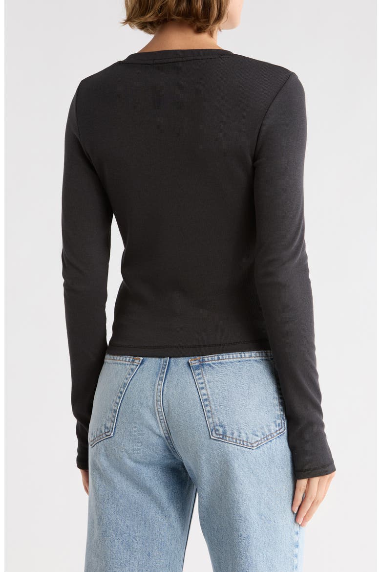 Essie Long Sleeve Ribbed Crop T-Shirt, Alternate, color, BLACK