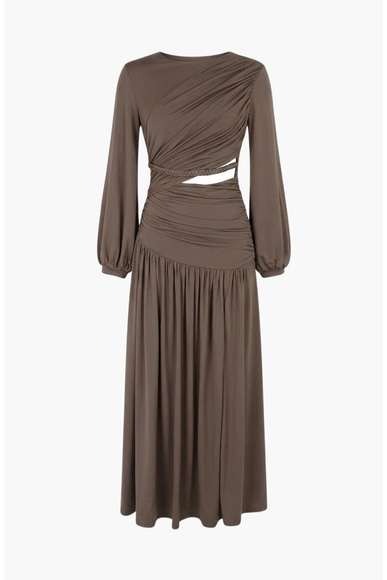 Long Sleeve Slim Fit Maxi Dress, Alternate, color, Coffee