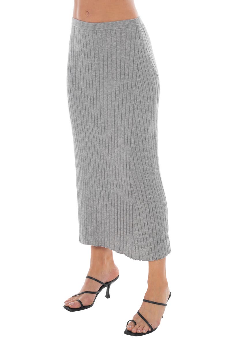TASH AND SOPHIE Pleated Sweater Skirt, Alternate, color, Heather Grey