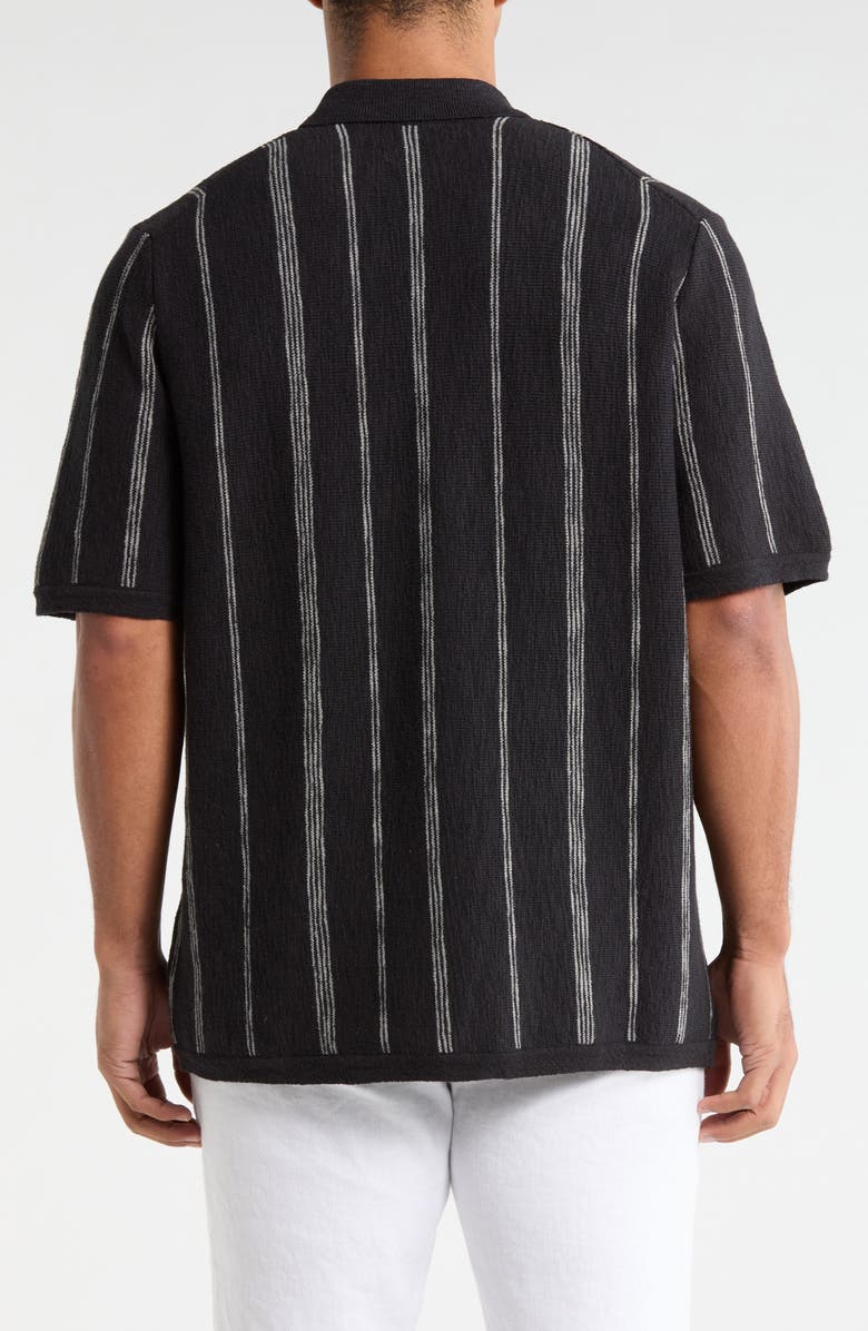 Tommy Bahama Santa Cruz Stripe Camp Shirt, Alternate, color, Black