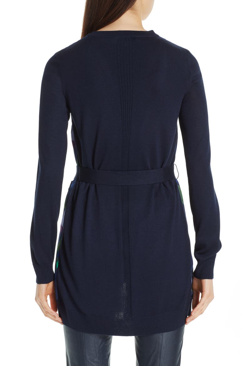 Jersey & Silk Cardigan, Alternate, color, NAVY MULTI