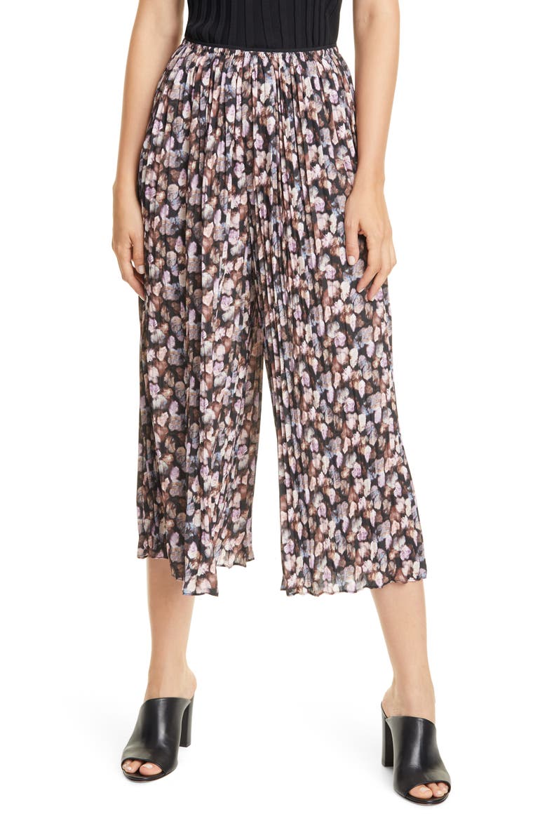 Micro Painted Floral Print Culottes, Main, color, ESME