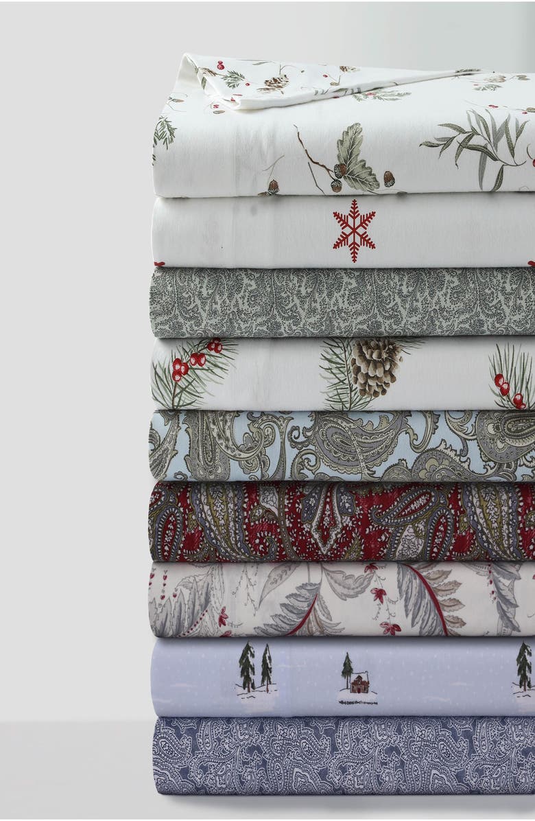 AZORES HOME Print Cotton Flannel Sheet Set, Alternate, color, Elsa Snow