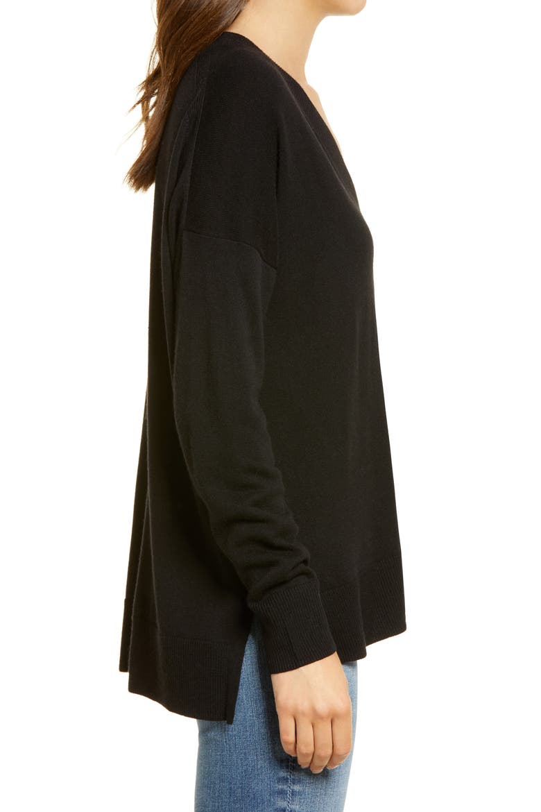 Women's V-Neck Sweater, Alternate, color, BLACK