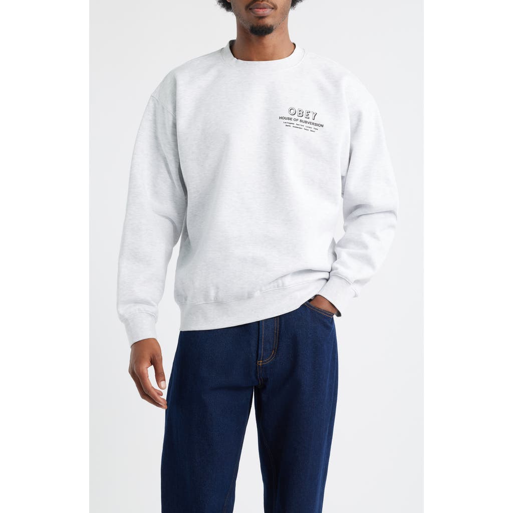 Obey House Of Subversion Crewneck Sweatshirt In White