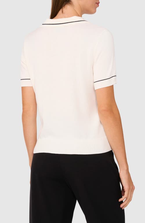 HALOGENR HALOGEN(R) TIPPED JOHNNY COLLAR POLO SWEATER