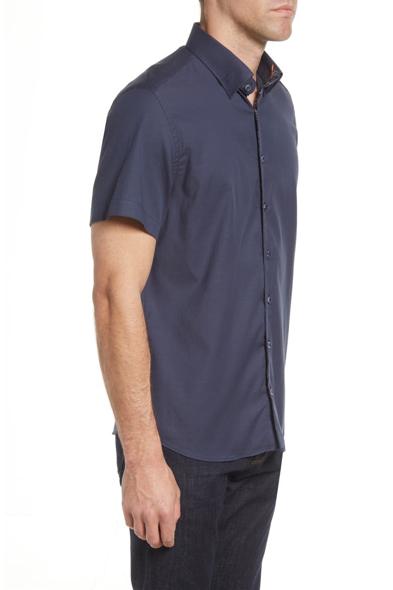 Men's Stretch Short Sleeve Button-Up Shirt, Alternate, color, NAVY
