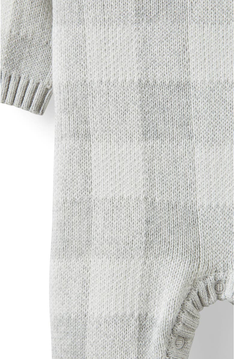 Cotton On Kids Organic Knit Long Sleeve All In One, Alternate, color, Cloud Marle Buffalo Check