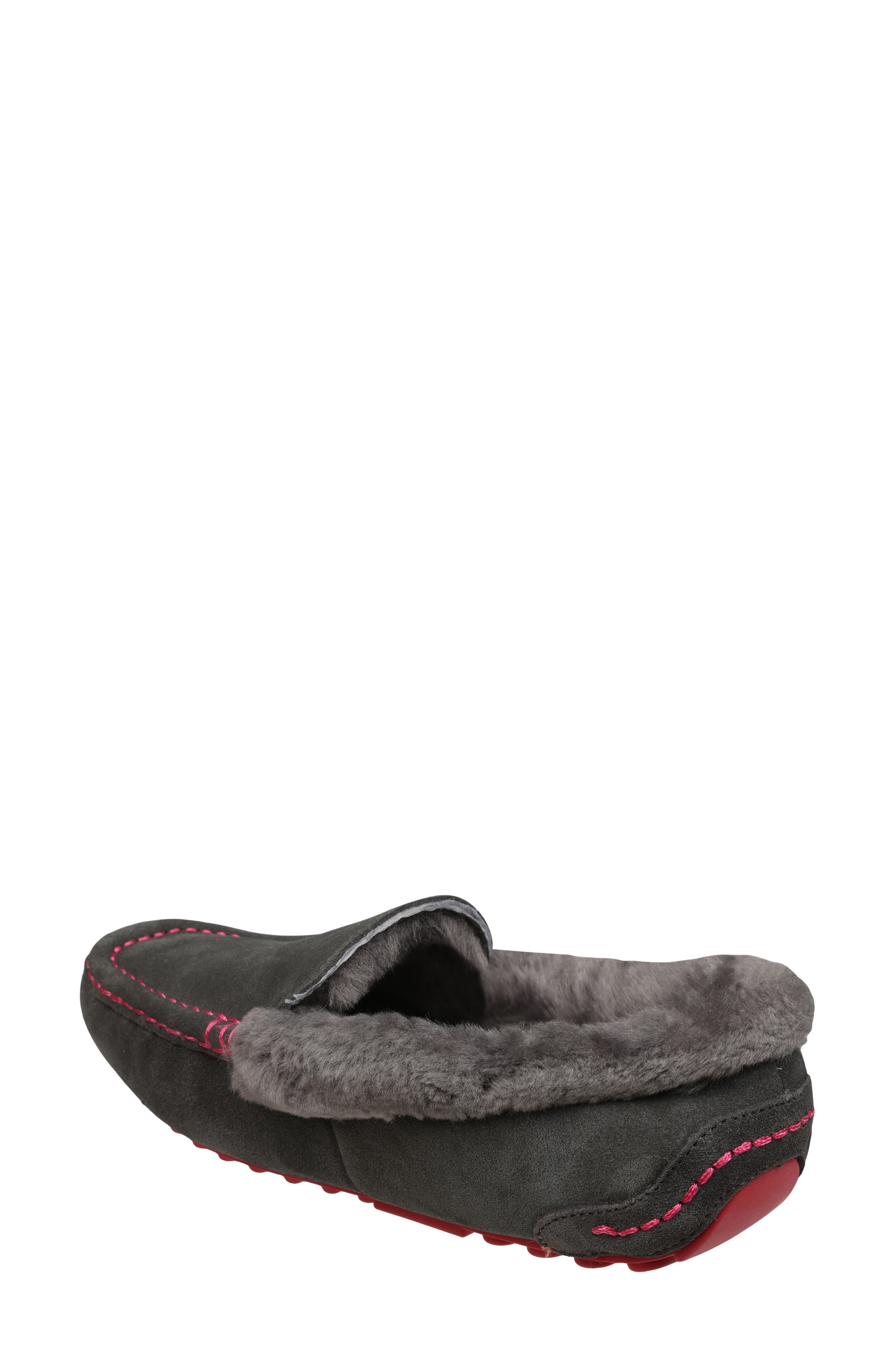 Mykos Suede Faux Fur Lined Water Repellent Slipper, Alternate, color, Charcoal/ Hot Pink