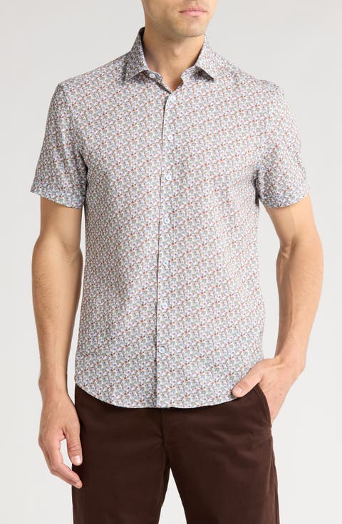 Short Sleeve Stretch Button-Up Sport Shirt