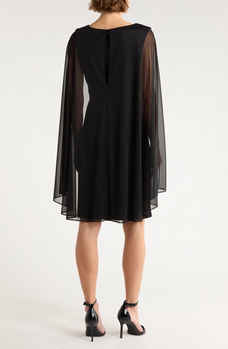 Connected Apparel Cape Sleeve Dress, Alternate, color, Black