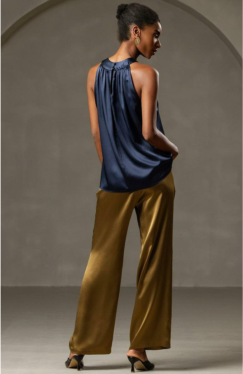 SILKSILKY 19Momme Silk Elegant Halter Off Shoulder Top, Alternate, color, 