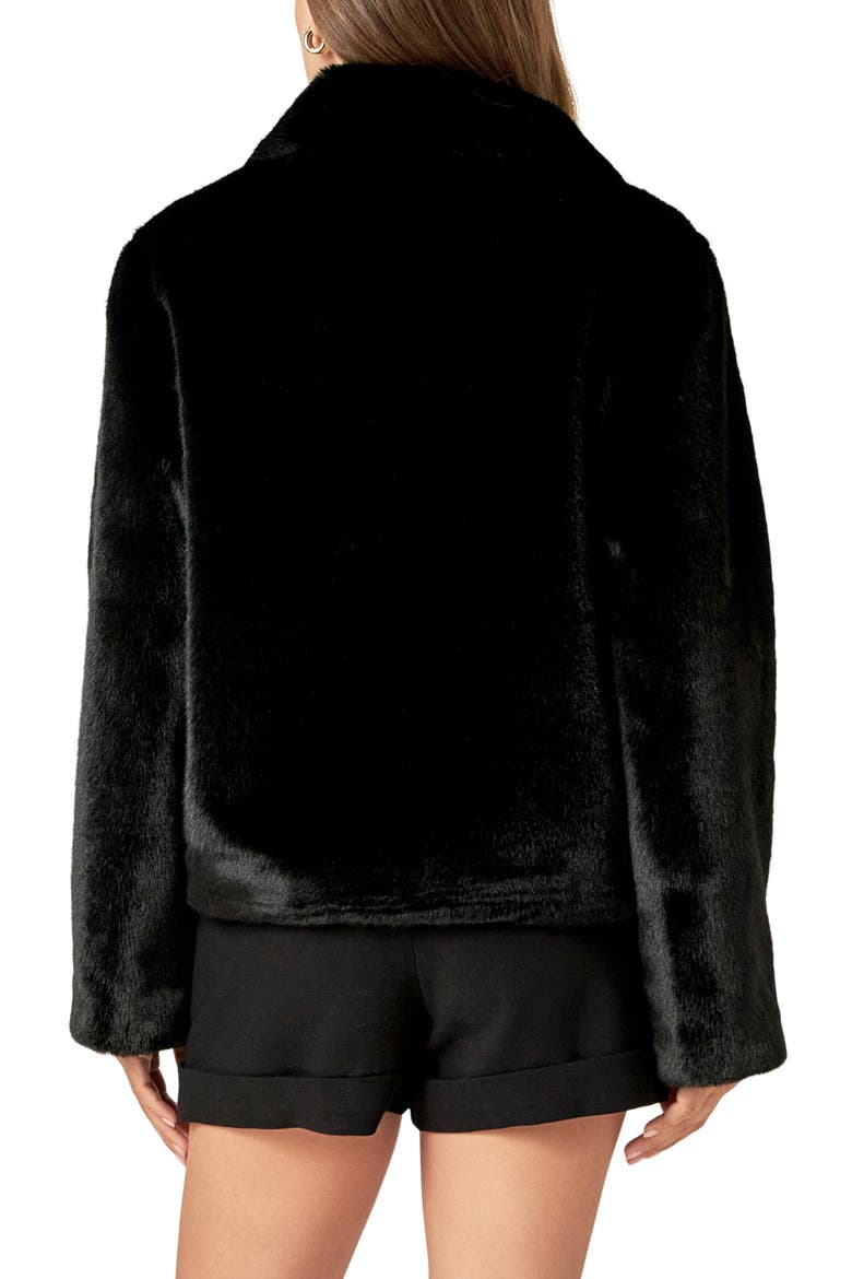 Faux Fur Jacket, Alternate, color, BLACK