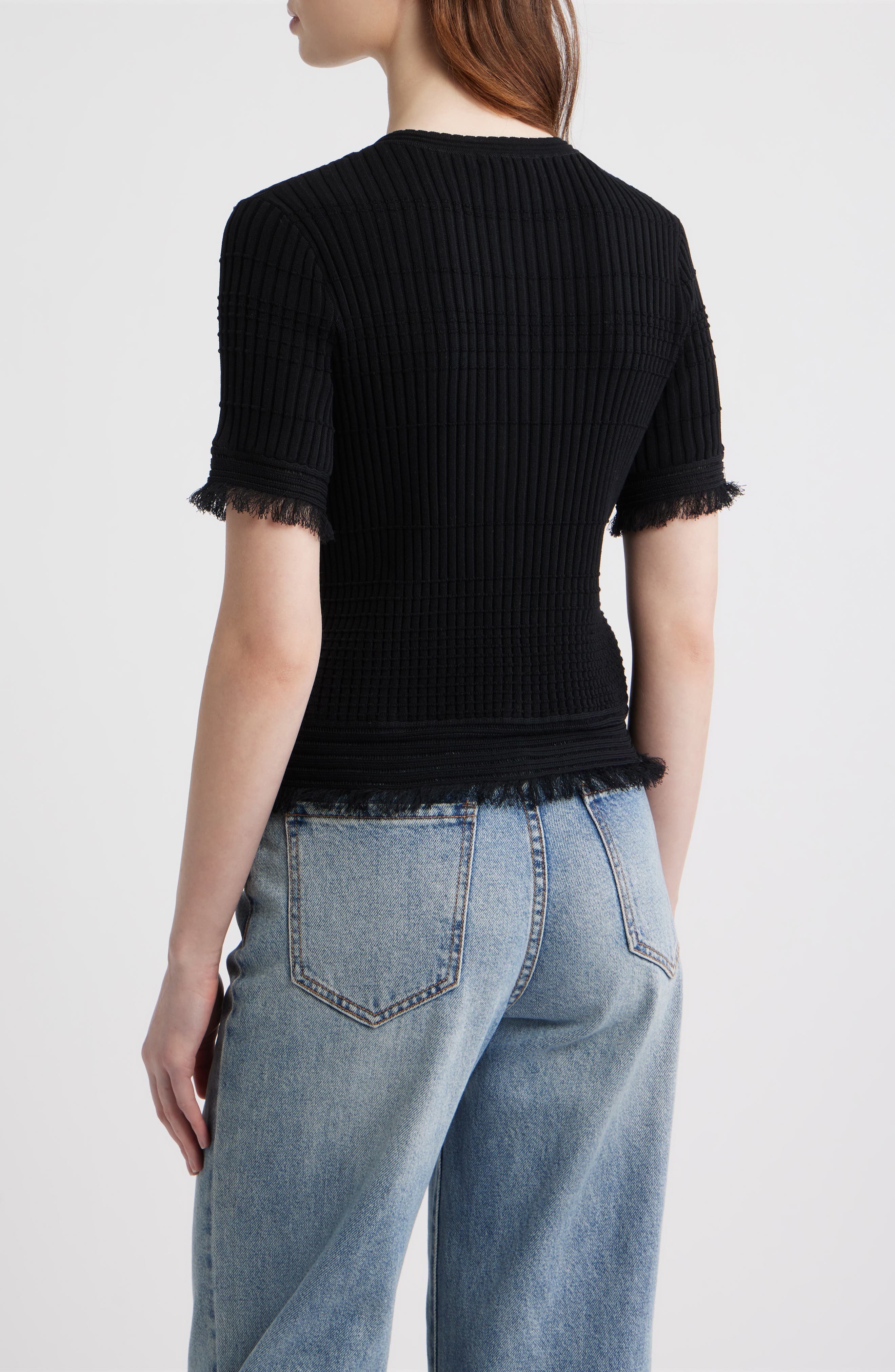 Ayan Fringe Trim Rib Cardigan - image 2