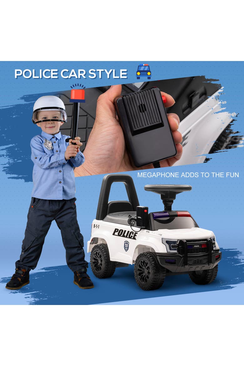 Kids Police Car Ride-on with Megaphone, Storage, Alternate, color, White