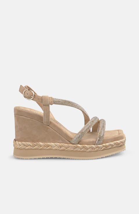 Braided Wedge With Rhinestones