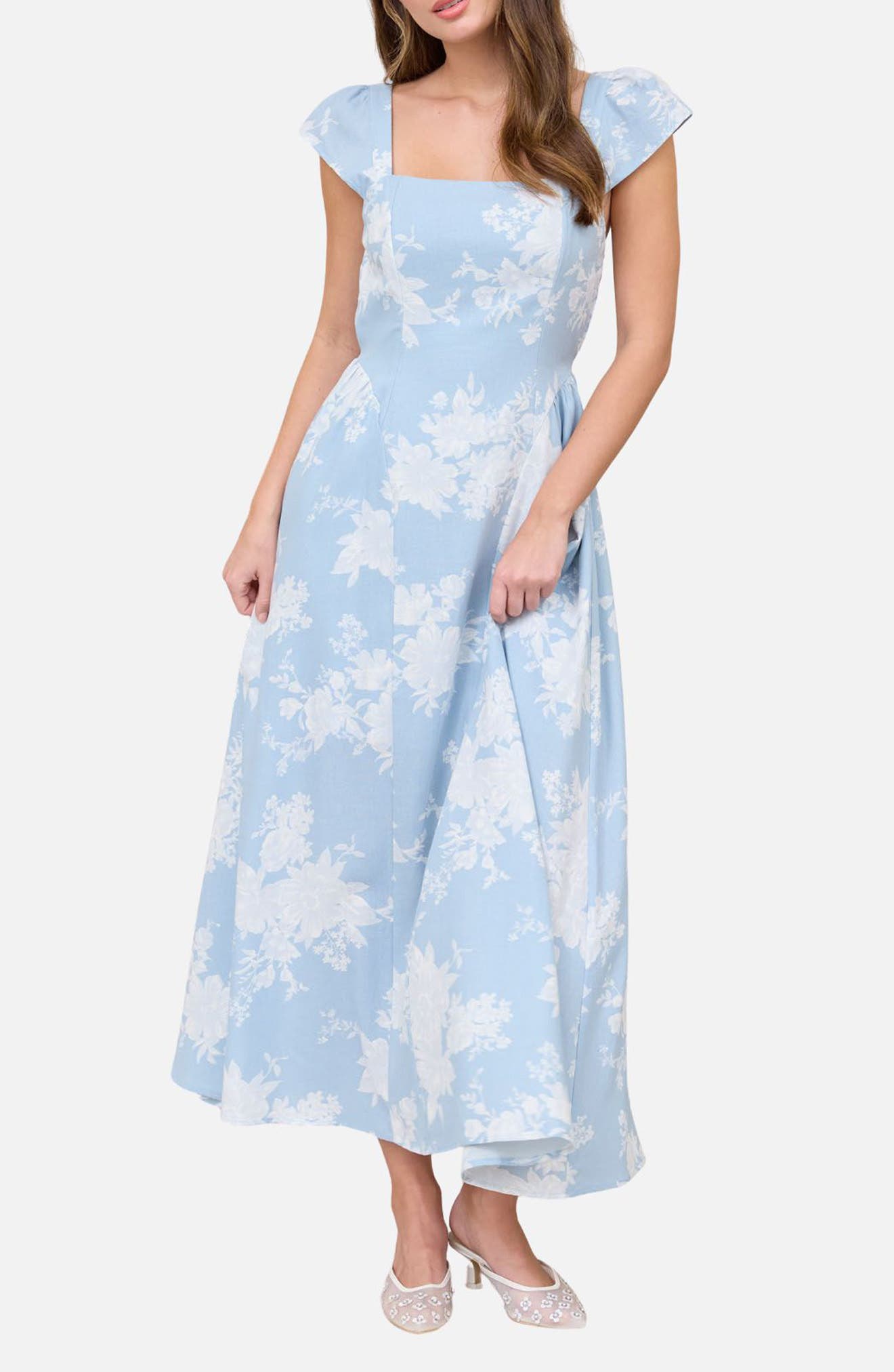 Blu Pepper Floral Jacquard Midi Dress