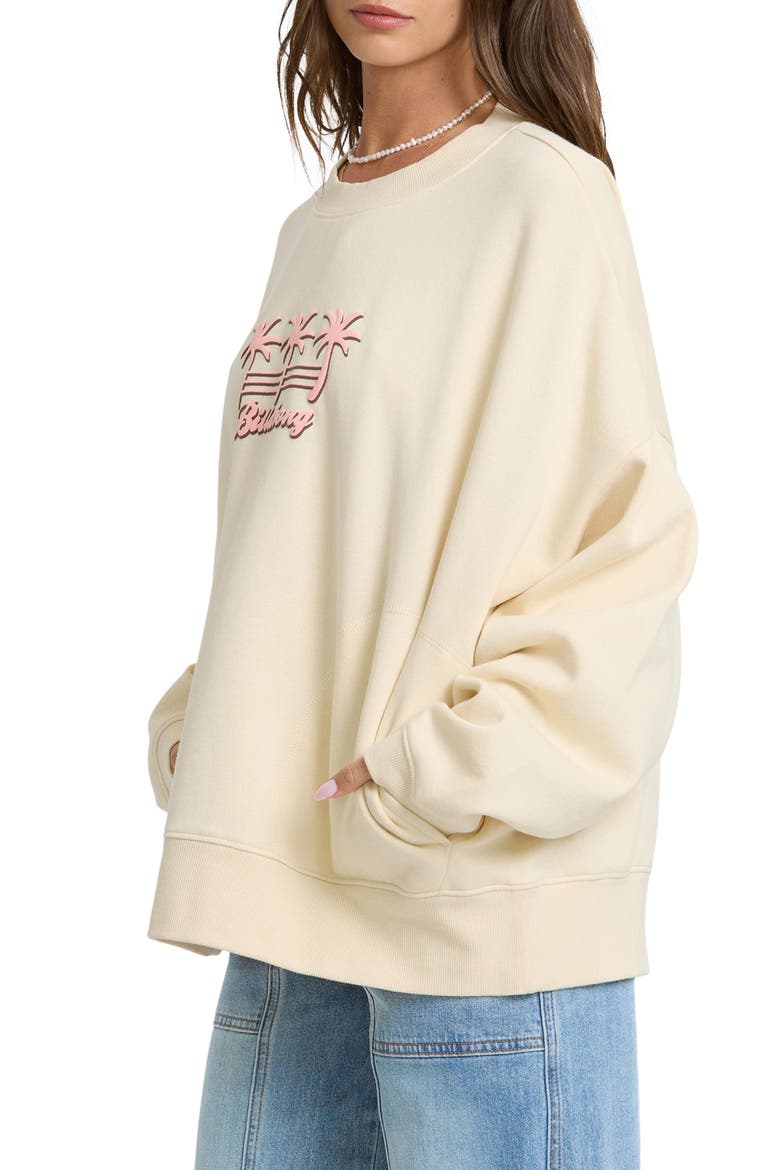 Bikini Mode Palm Sweatshirt, Alternate, color, WHITE CAP