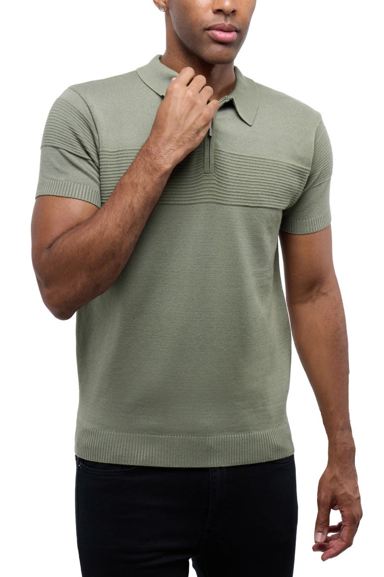 Ottoman Accent Short Sleeve Half-Zip Sweater, Alternate, color, SAGE