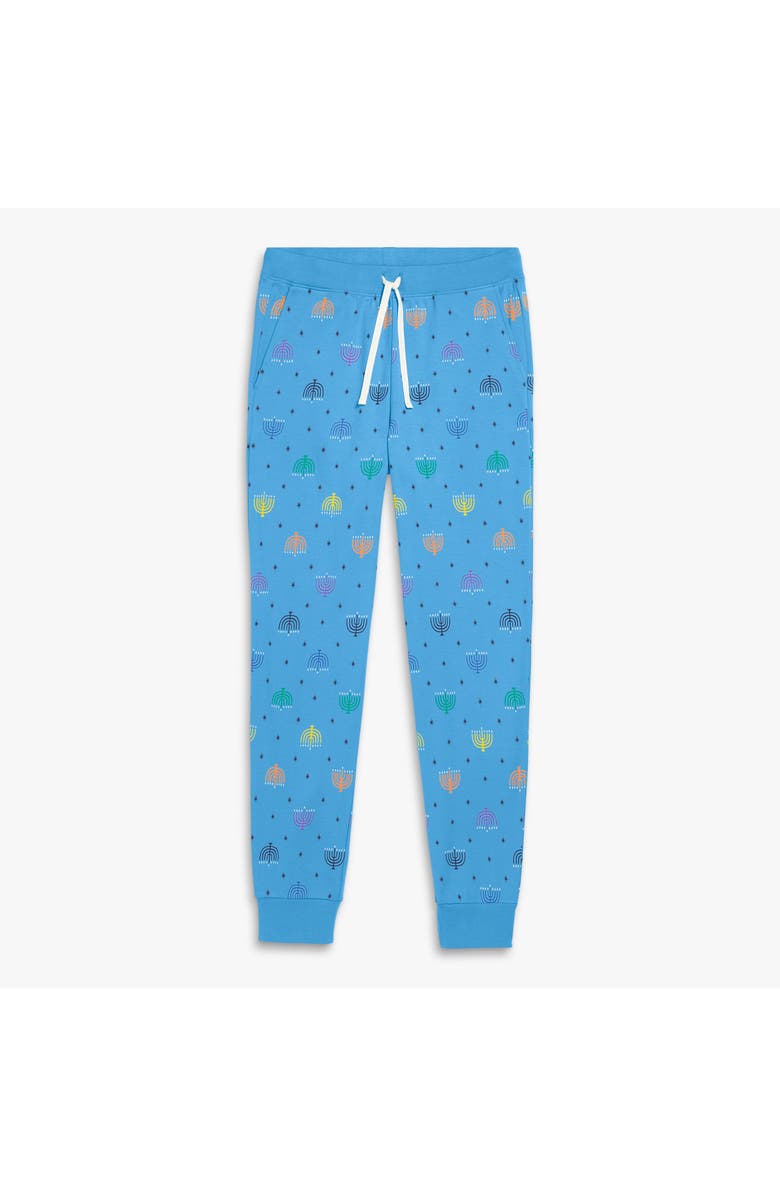 Primary Adult Organic Pj Pant In Rainbow Menorahs, Main, color, Cornflower