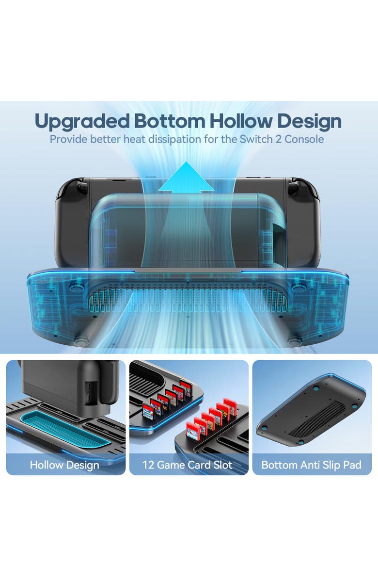 Sonicgrace All-in-One Charging Dock & Storage Station for Nintendo Switch 2, Alternate, color, Black