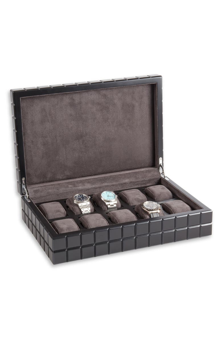 Bey-Berk Modern Cube Watch Storage Box, Alternate, color, Black