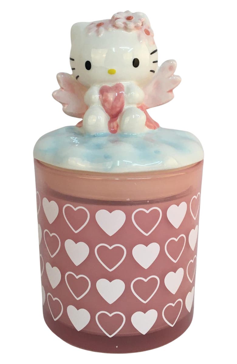Blue Sky Clayworks x Hello Kitty<sup>®</sup> Angel Lidded Glass Soy Candle, Main, color, Pink Multi