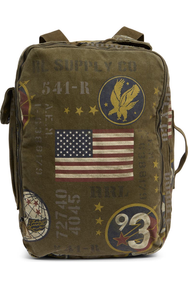 Double RL Canvas Graphic Backpack, Main, color, Olive Drab/ Multi