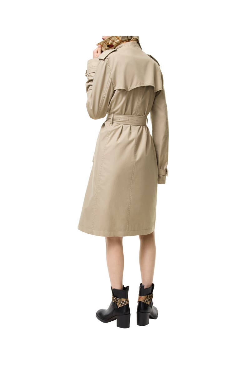 Long Silk-lined Tropical Gabardine Foxfield Trench Coat, Alternate, color, Saltmarsh beige