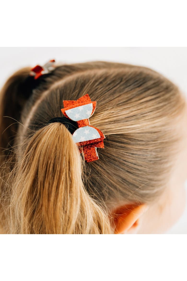 Glitter Flag Bow Clip Set, Alternate, color, Red