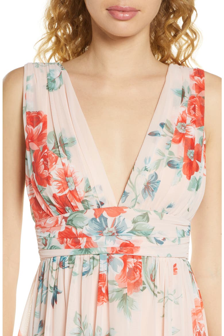 Garden Meandering Floral Chiffon Gown, Alternate, color, BLUSH FLORAL