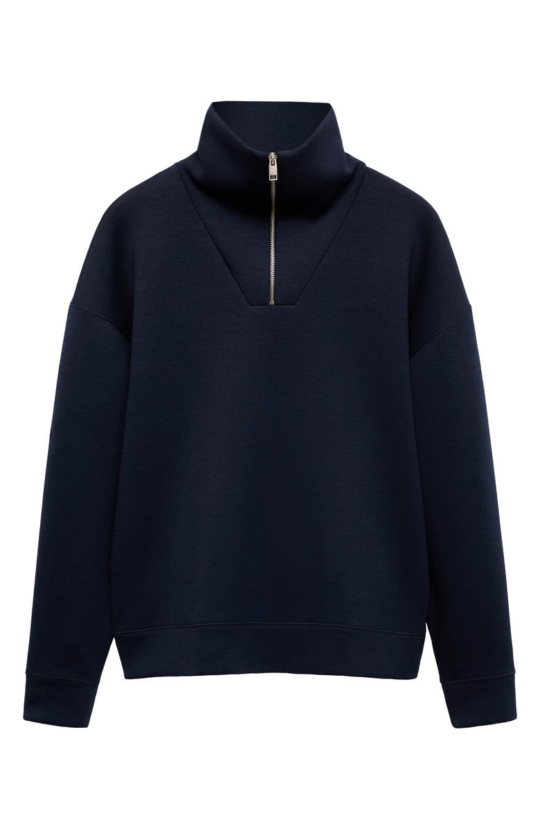 MANGO Relaxed Fit Half Zip Cotton Sweatshirt, Alternate, color,