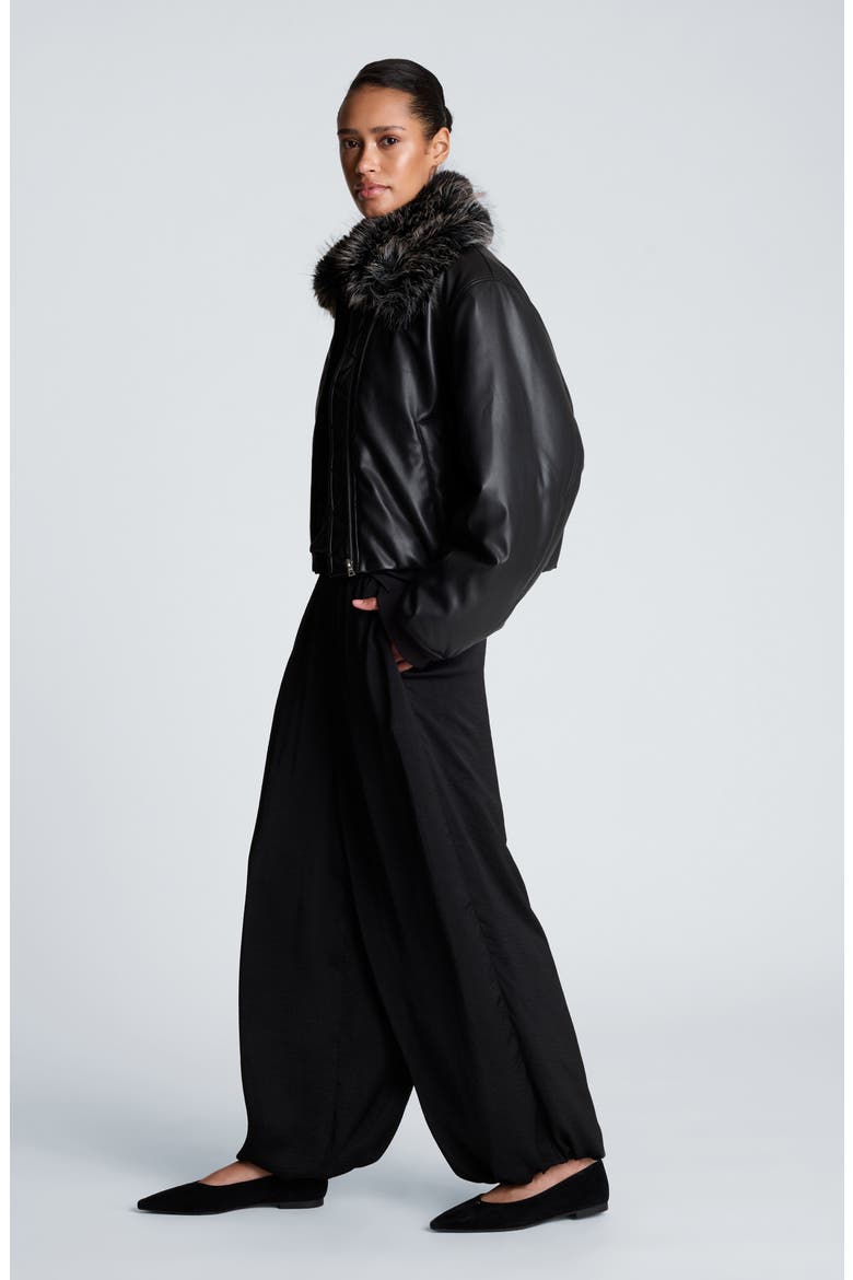 Balloon Leg Charmeuse Pants, Alternate, color, BLACK