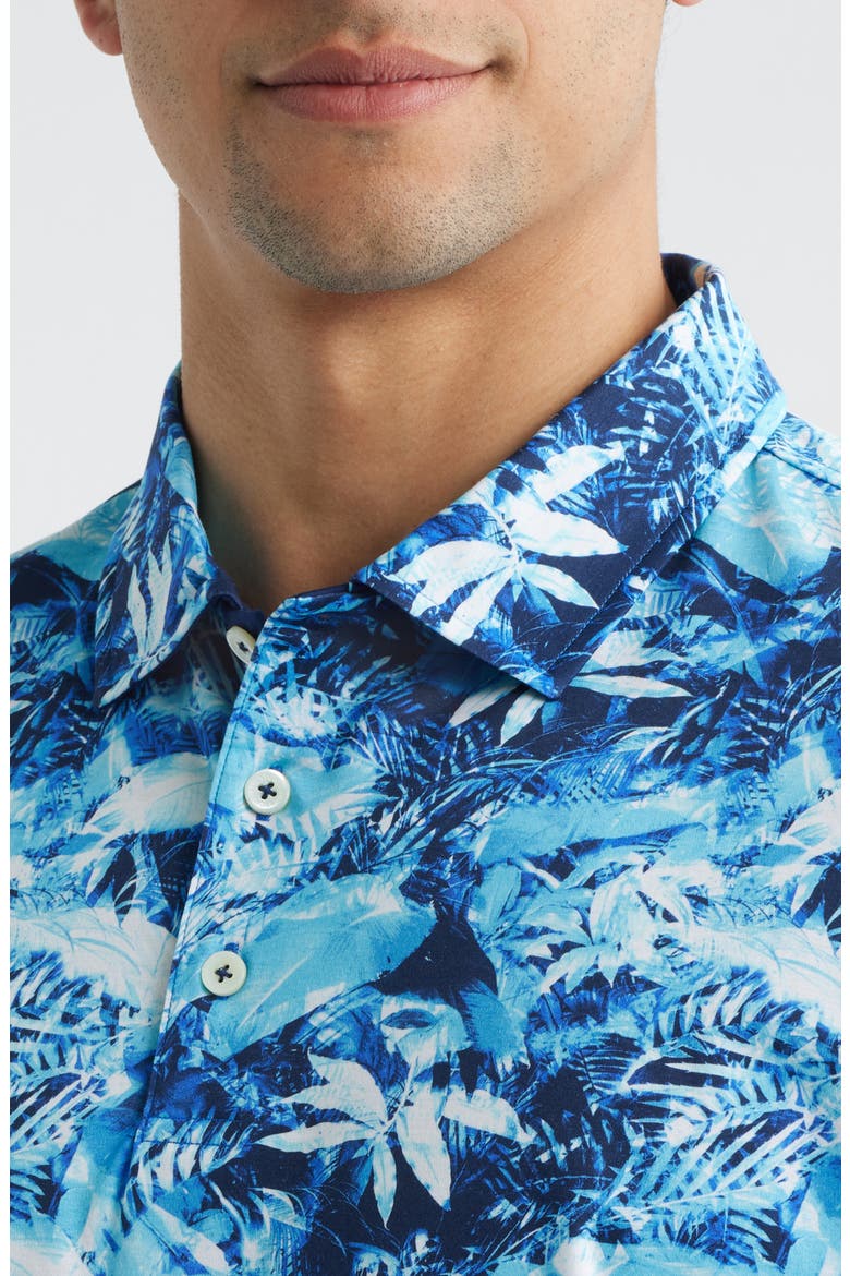 Hendrix Digital Abstract Print Pima Cotton Polo, Alternate, color, AZURE