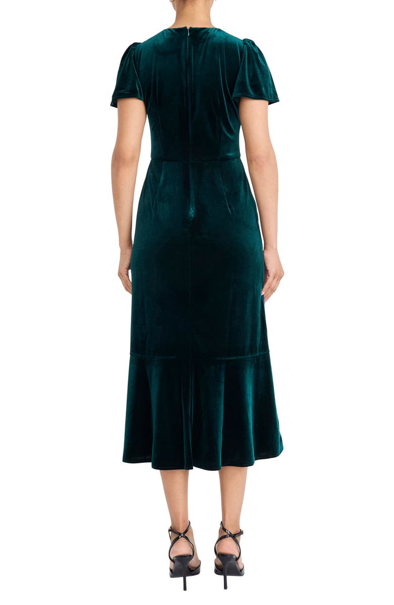 Maggy London Short Sleeve Velvet Midi Dress, Alternate, color, Hunter