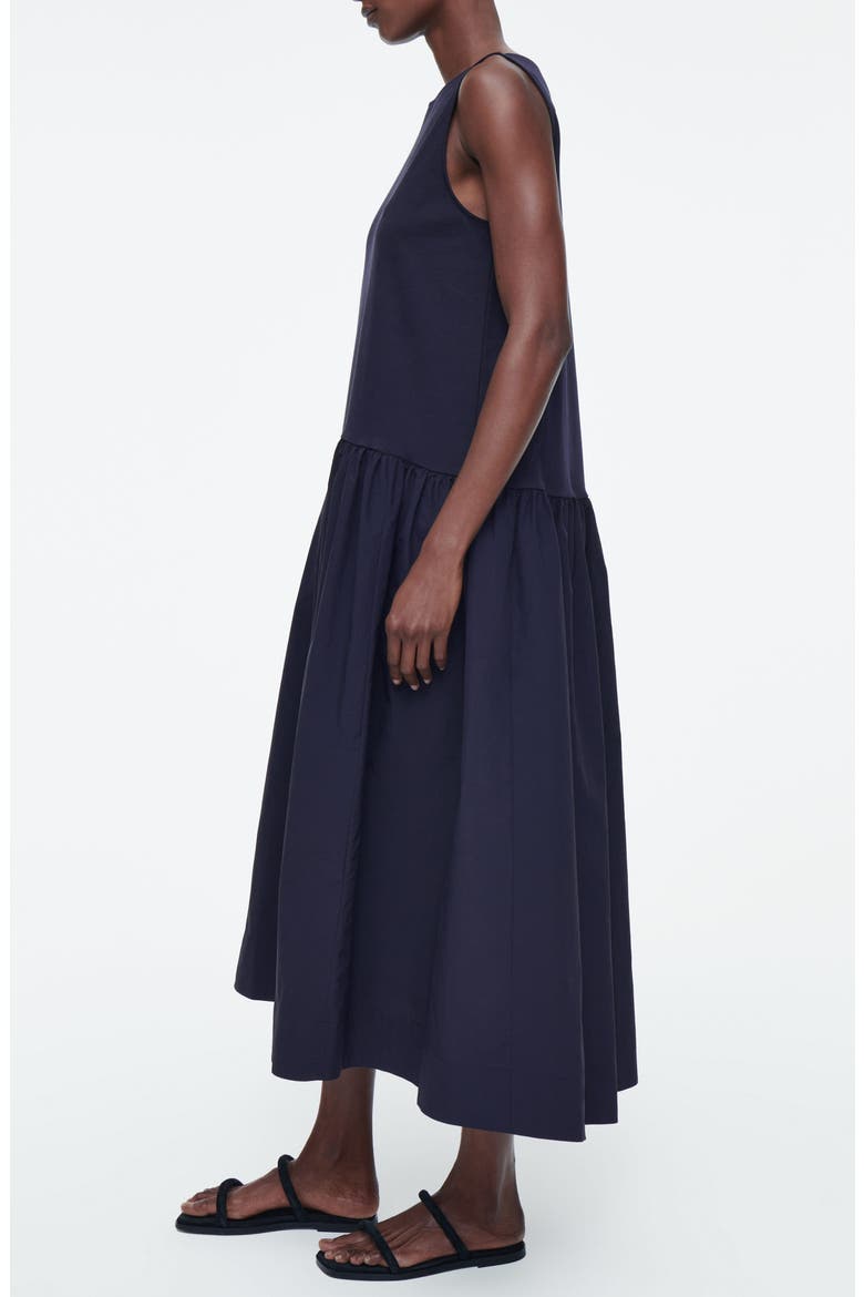 Voluminous Sleeveless Midi Dress, Alternate, color, BLUE DARK