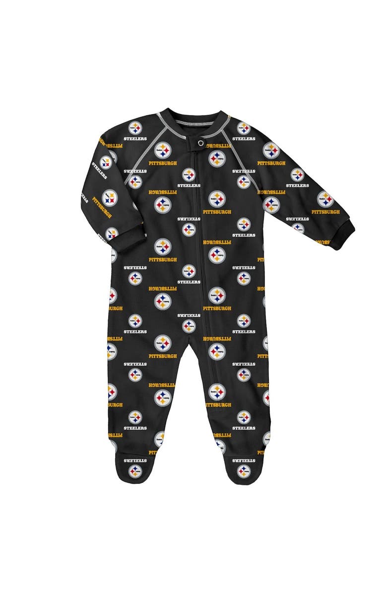 Outerstuff Newborn Black Pittsburgh Steelers Allover Print Raglan Full-Zip Jumper, Main, color, Black