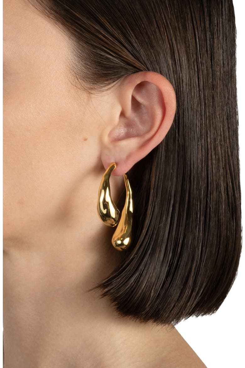 Molten Front/Back Earrings, Alternate, color, GOLD