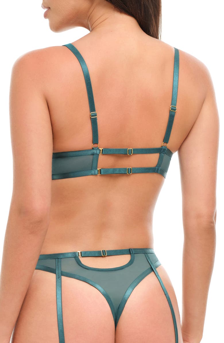 Oh La La Cheri Paisley Underwire Lace & Mesh Teddy, Alternate, color, Mediterranea