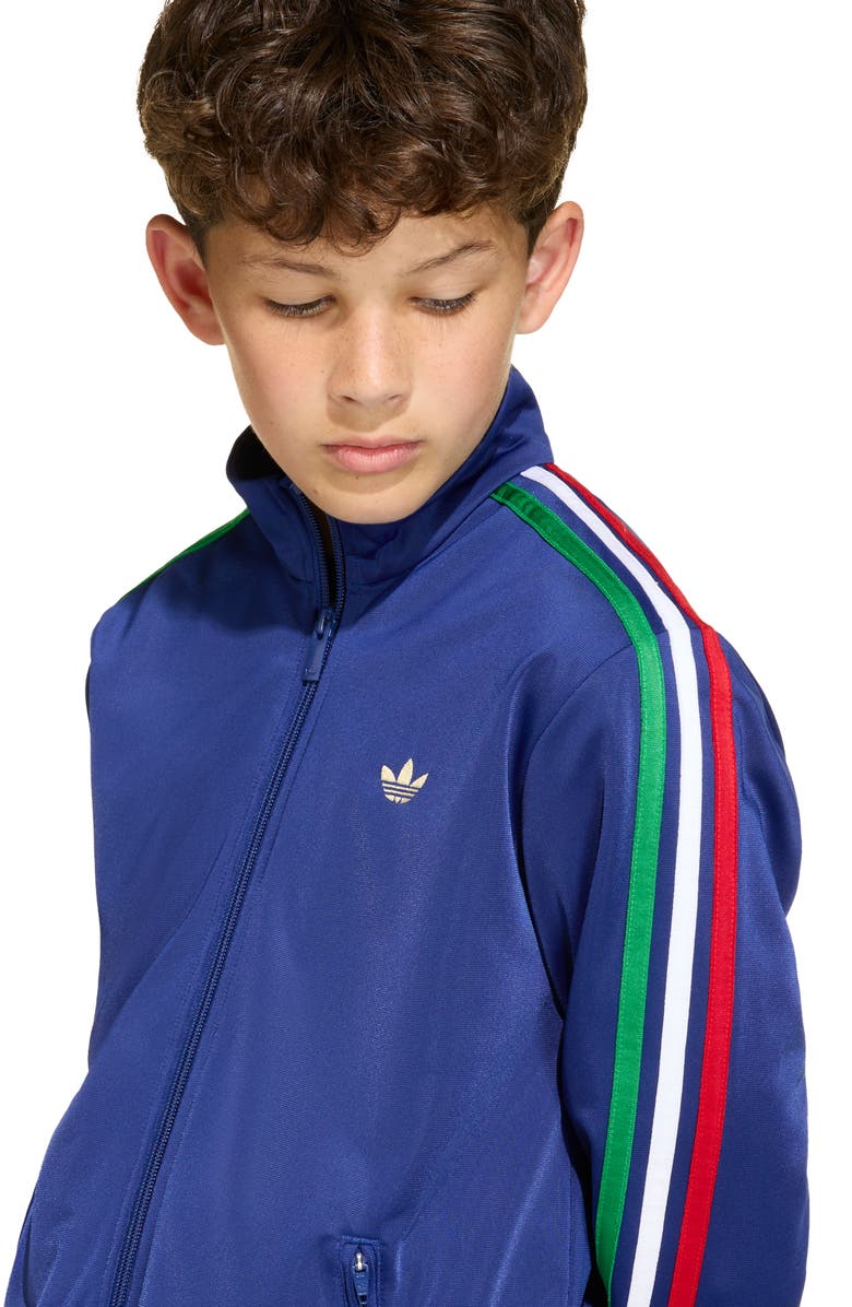 adidas Originals Kids' Firebird Recycled Polyester Track Jacket, Alternate, color, Victory Blue/ Light Gold