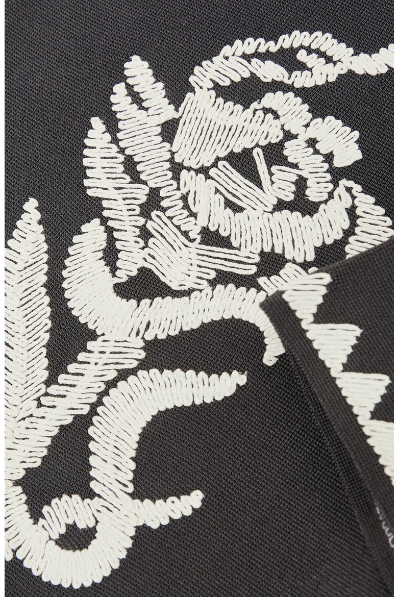 Folia Floral Embroidered Knit Camp Shirt, Alternate, color, ANTHRACITE GREY