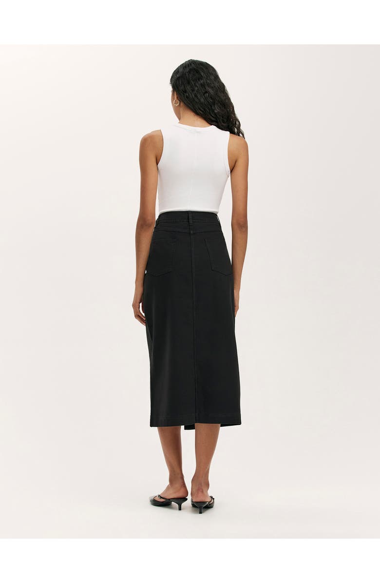 Finery London Beth Cotton Button-Front Midi Skirt, Alternate, color, Black