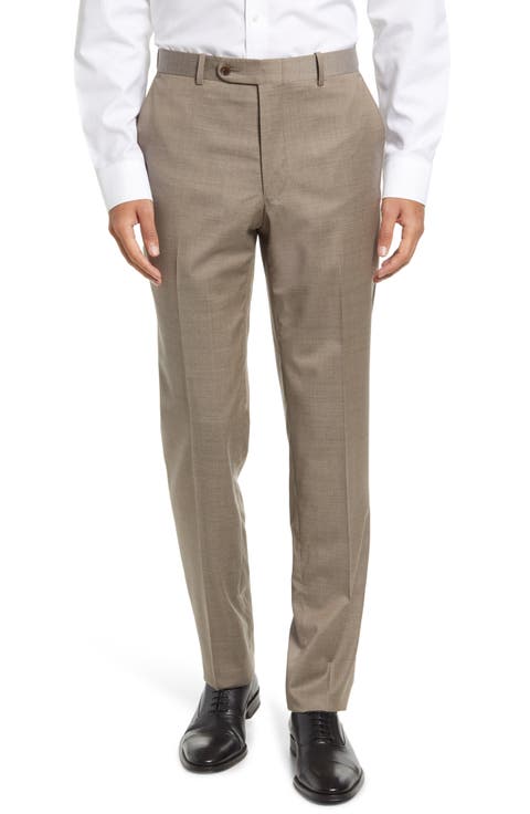 Harker Flat Front Stretch Wool Twill Dress Pants (Regular & Big)