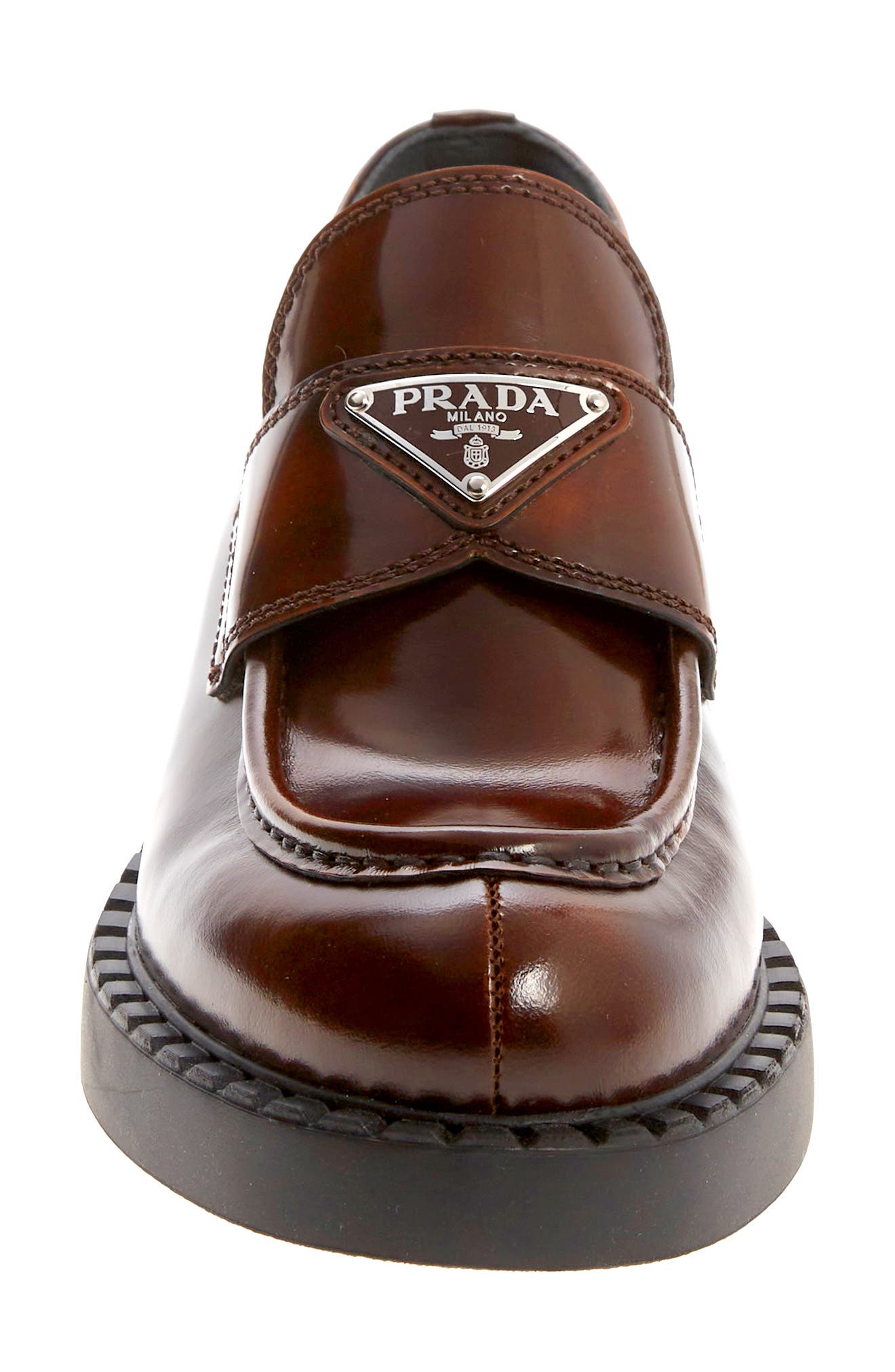 Prada Triangle Logo Loafer, Alternate, color, 