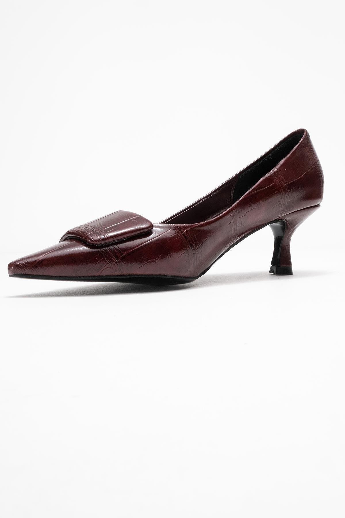 Marcia Buckle Pointed Toe Pump, Alternate, color, Burgundy Printed