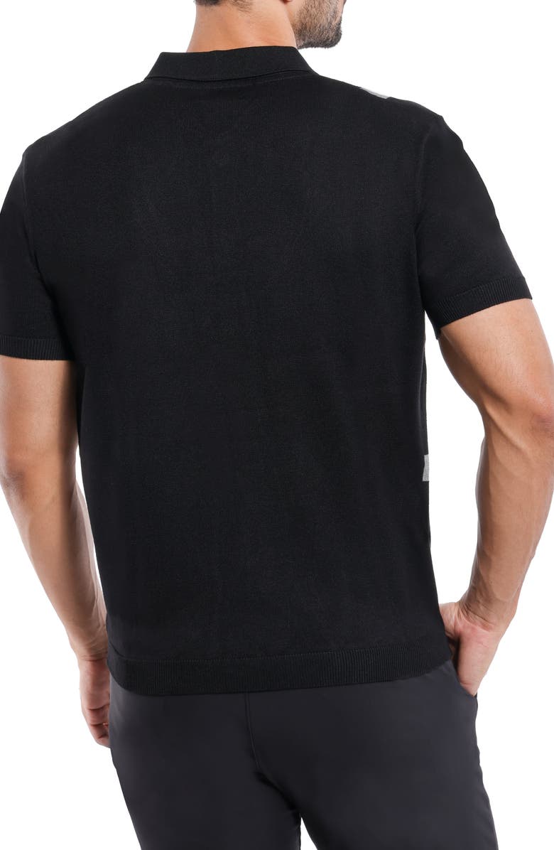 Spring + Mercer Jacquard Polo Sweater, Alternate, color, Black/ Heather Grey