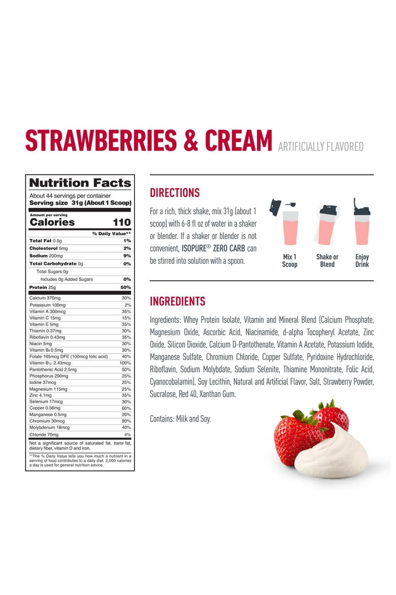 Zero Carb High Protein Powder Strawberries and Cream, Alternate, color, None