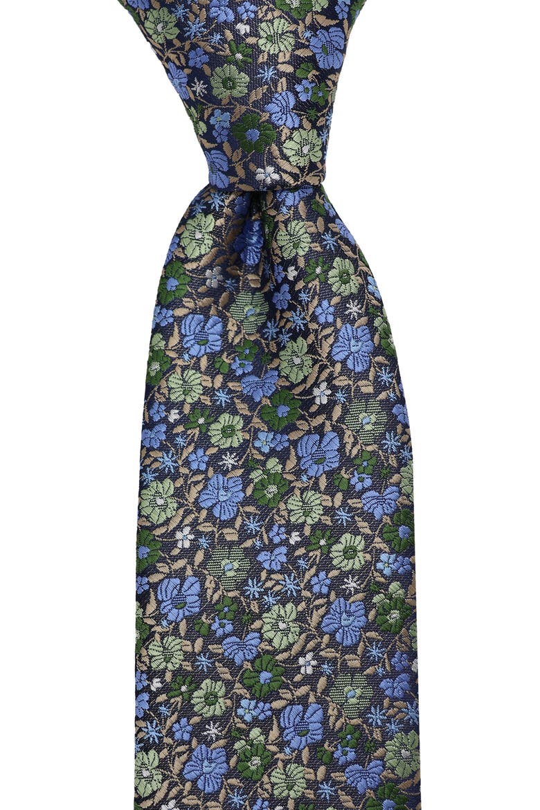 Floral Tie, Alternate, color, NAVY/ HUNTER GREEN