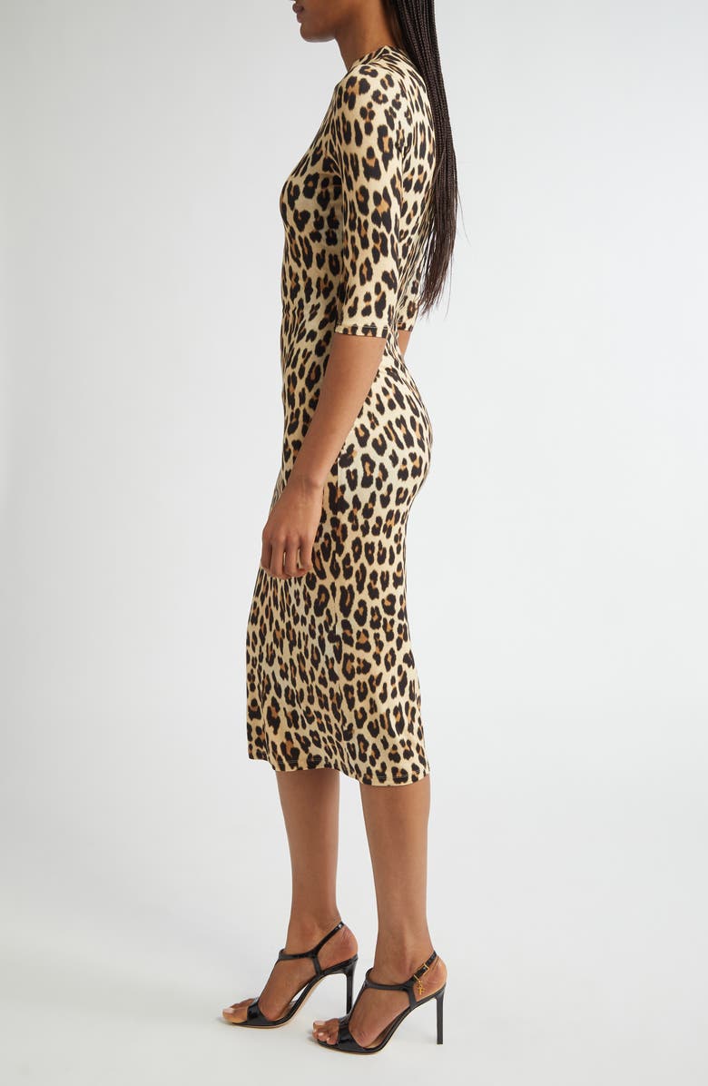 Alice + Olivia Delora Leopard Print Knit Midi Dress, Alternate, color, Leopard